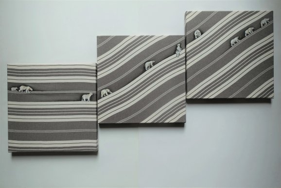 [ n°1602 A+B+C ] Triptych, 30 x 30 x 3. Acrylics on mattress canvas, 2020